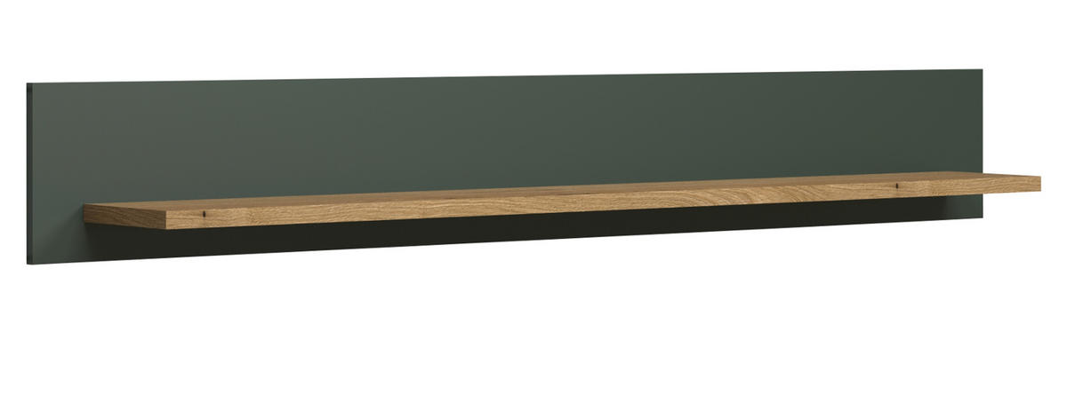 WANDBOARD grün, Evoke Eiche Landhaus, Wandregal 156 cm - Eichefarben/Grün, Holzwerkstoff (156/22/22cm) - Top.Furn