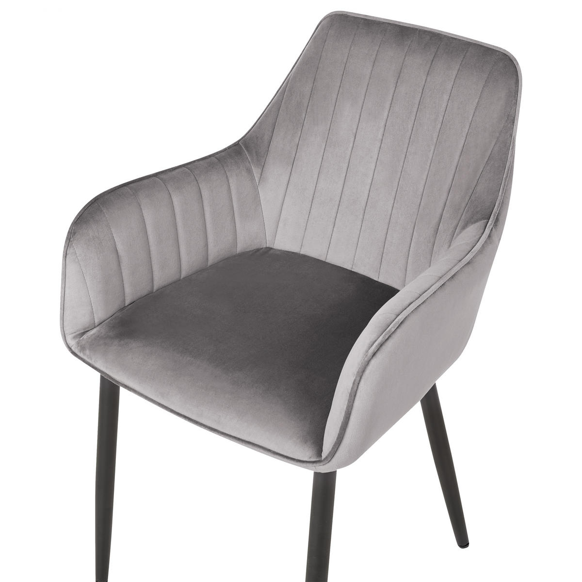 STUHL 2er-Set Samtstoff dunkelgrau Wellston - Schwarz/Grau, Textil (60/84/61cm) - Beliani