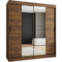 ŠATNÍ skříň s posuvnými dveřmi 200/180/62 2dveřová - černá/hnědá, dřevo/plast (180/200/62cm)