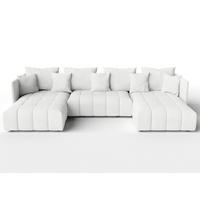 WOHNLANDSCHAFT Veliro U Weiß 353/180/83 cm mit Schlaffunktion und Bettkasten - Schwarz/Weiß, Kunststoff/Textil (353/83/180cm) - AX Living