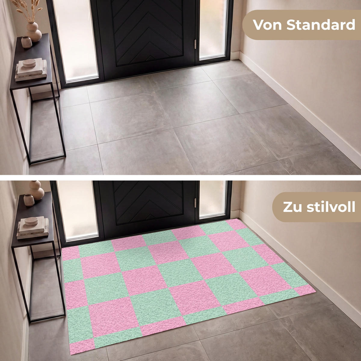 FUSSMATTE Schachbrettmuster - Grün - Rosa - Würfel Fußabtreter 180x120 cm - Mintgrün, Kunststoff (180/120cm) - MuchoWow