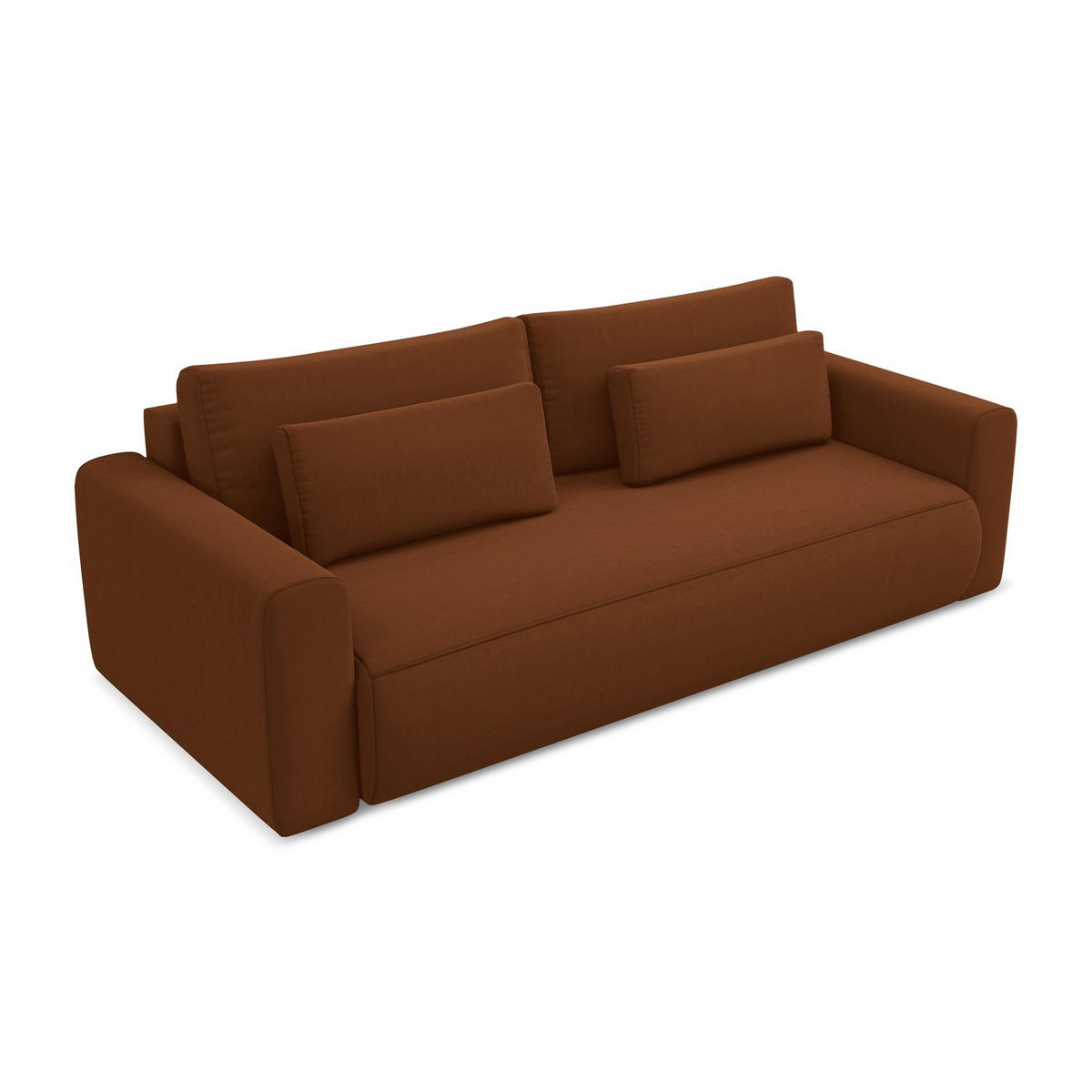 3-SITZER SOFA mit Schlaffunktion Samt Stoff Orange - Terracotta/Schwarz, Kunststoff/Textil (238/82/105cm) - LaMiaSofa