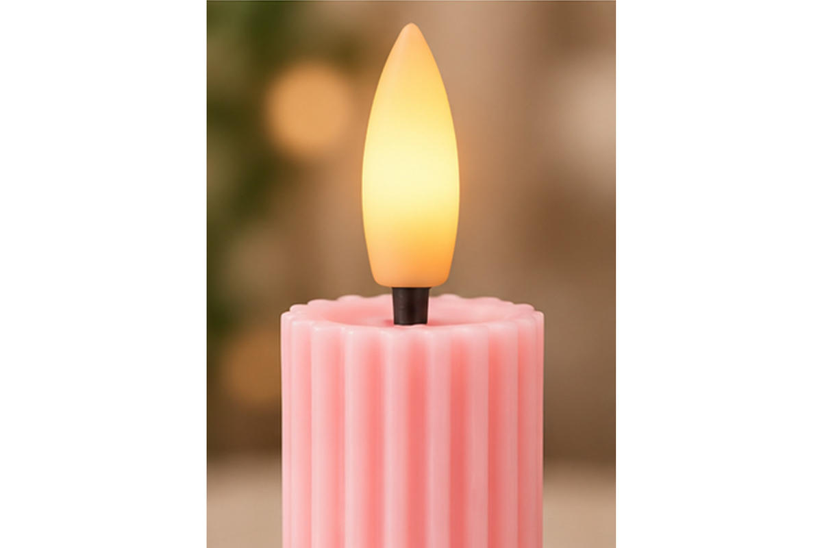 LED-KERZENSET Ø2,2x15,5 cm, Rosa - Rosa, Naturmaterialien (2.2/2.2/15.5cm) - dasmöbelwerk