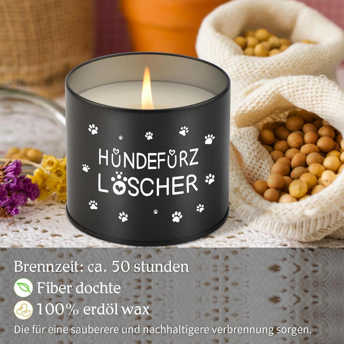 DUFTKERZE Hundefurz Löscher Schwarz - Schwarz, Paraffin (7.5cm)