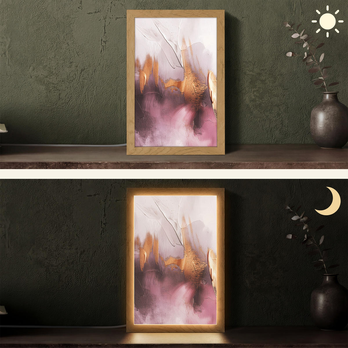 STOLNÍ LAMPA Fialová - abstraktní - barva - zlatá 20x30 cm - barva baltimore, kompozitní dřevo (8/20/30cm) - OnlyWow