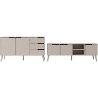 WOHNWAND Norel 2-teilig Kommode 160 cm + TV-Schrank 180 cm, Kaschmir - Kaschmir, Holzwerkstoff (180/55/40cm) - Beautysofa
