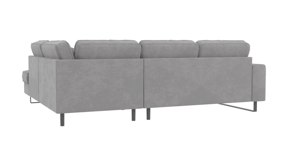 ECKSOFA Zuri Hellgrau Samt - Hellgrau/Schwarz, Holz/Kunststoff (290/231cm) - S-Style Möbel
