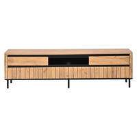 TV-SCHRANK 180/40/52 cm Naturholz mit 2 Schubladen und 2 Klapptüren - Schwarz, Holzwerkstoff/Metall (180/52/40cm) - Oxeza
