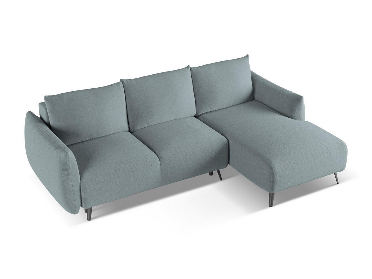 ECKSOFA mit Schlaffunktion Chenille Stoff Blau - Blau/Blaugrau, Textil/Metall (242/162cm) - Makamii