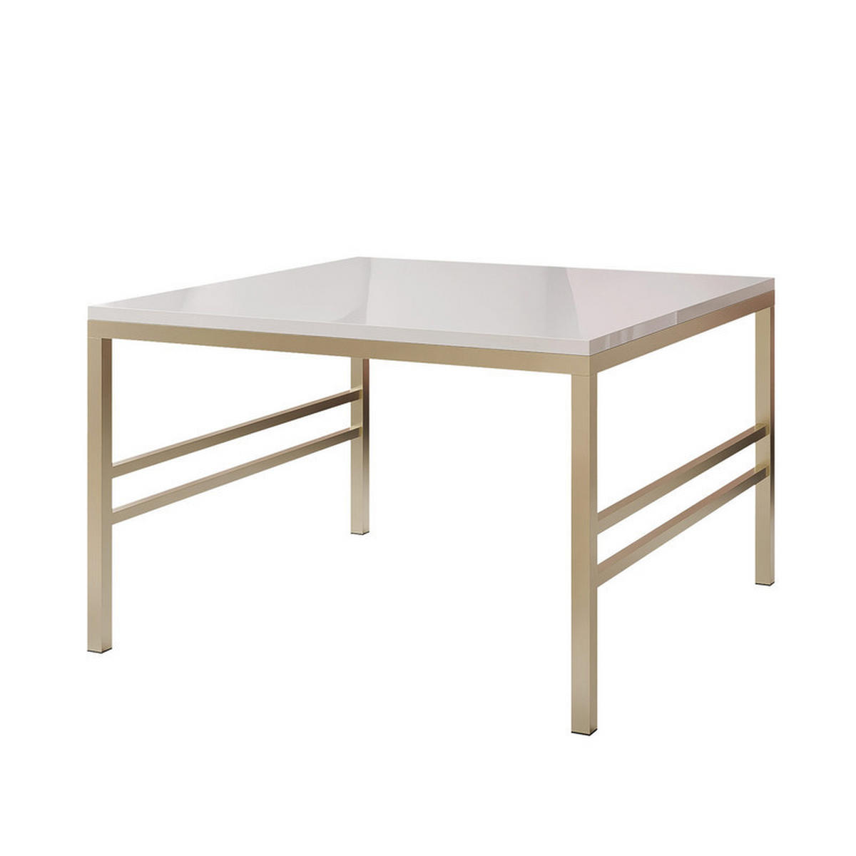 COUCHTISCH FORMA 70/70 cm Quadrat, Gold / Weiß Hochglanz - Weiß Hochglanz/Goldfarben, Metall (70/70/46cm) - Idohome