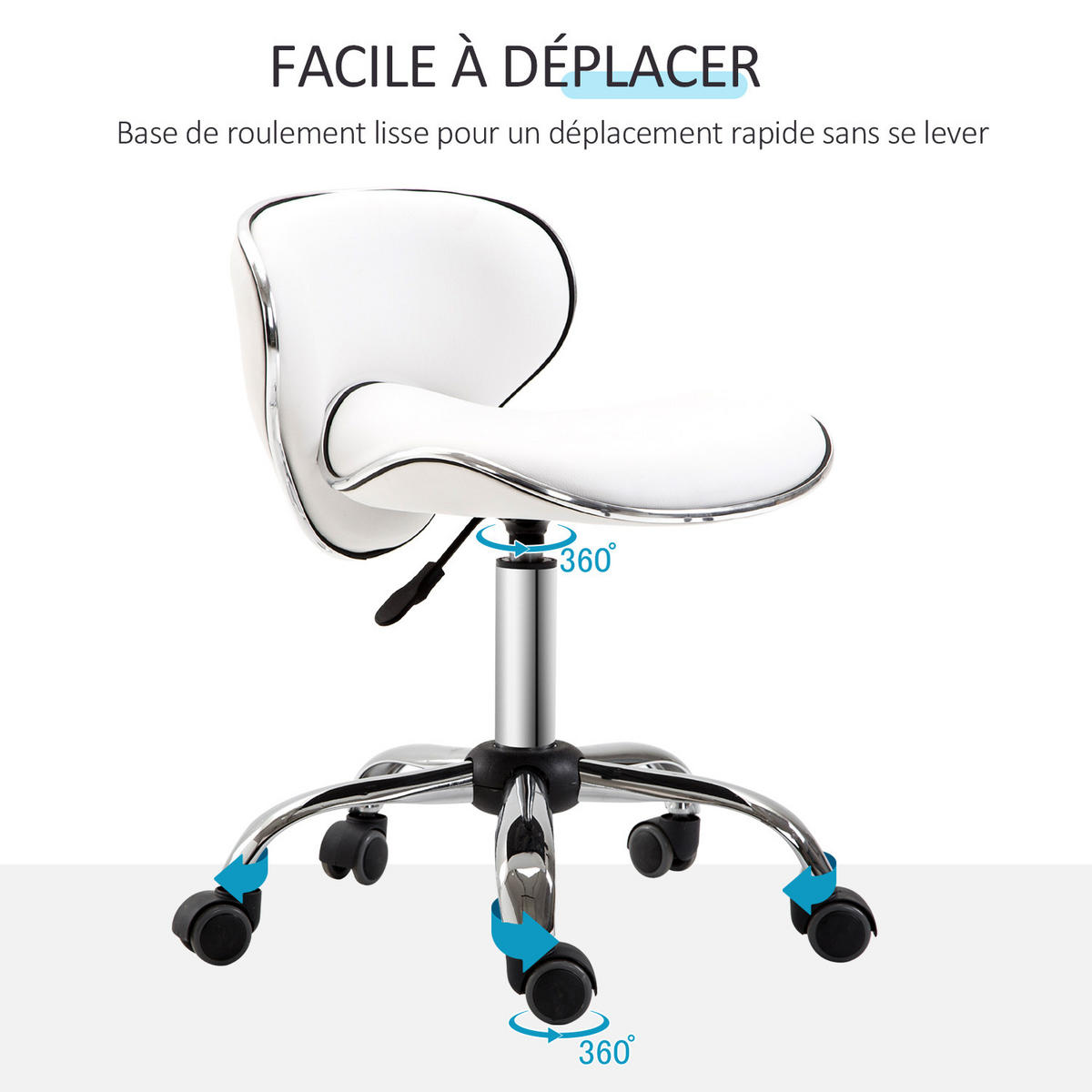 BÜROHOCKER DE-18018 höhenverstellbar 44-56 cm, Sattelform Weiß - Weiß, Metall (48/74/44cm) - ComfortXL