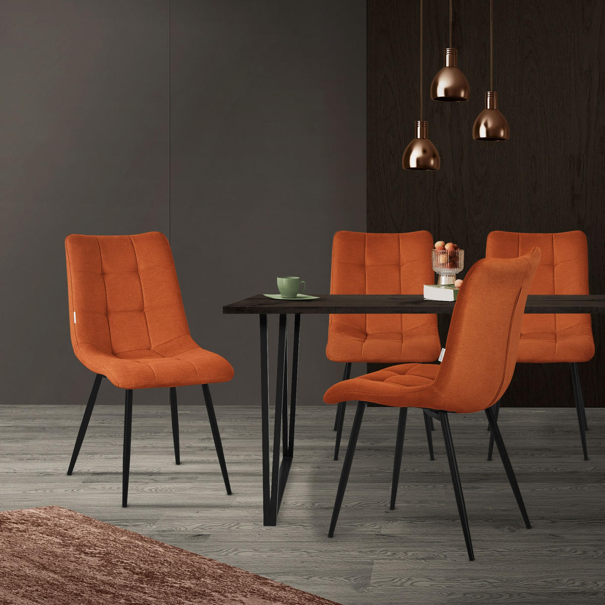 ESSZIMMERSTUHL 4er Set - Orange, Metall (49/89/60.5cm) - ML-DESIGN