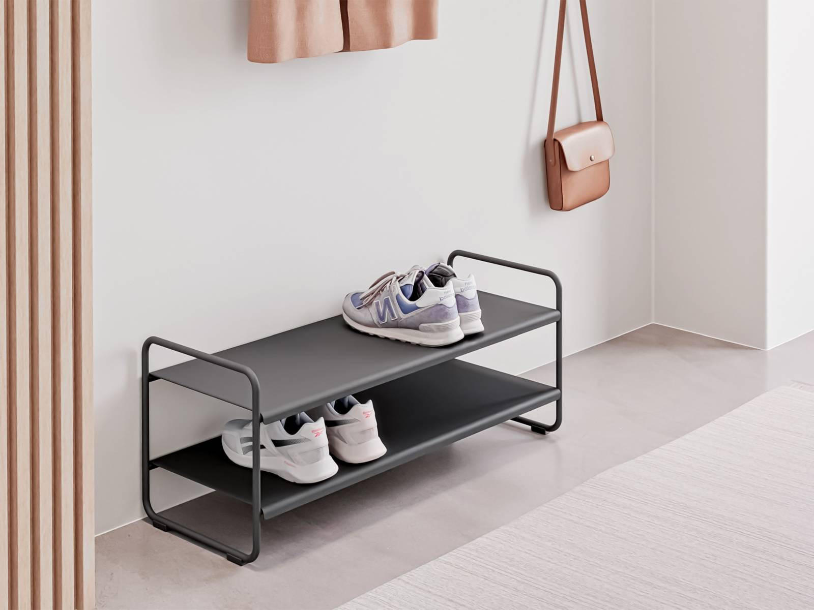 SCHUHREGAL A-Collection schwarz schmal 33/80/33 cm - Schwarz, Metall (80/33/33cm) - Zone Denmark
