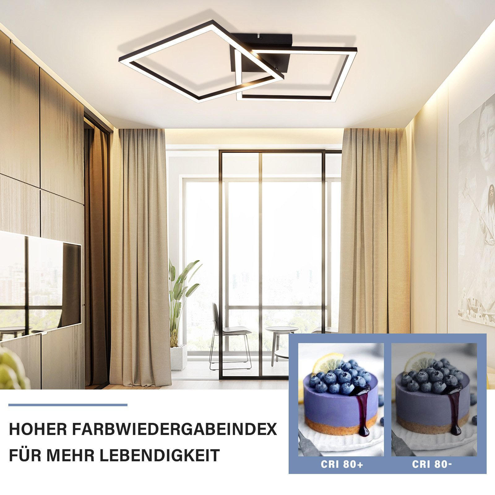 Thumbnail - Nettlife Led-Deckenleuchte, Schwarz, Metall, 46.1x5.8x46.1 cm, Lampen & Leuchten, Innenbeleuchtung, Deckenleuchten
