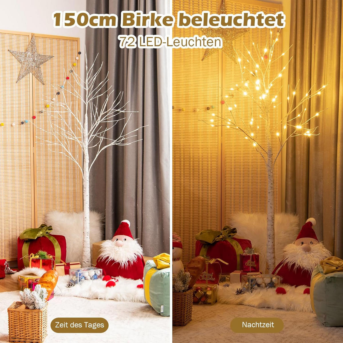 WEIHNACHTSBAUM Künstlicher Weiß - Weiß, Kunststoff (150cm) - COSTWAY