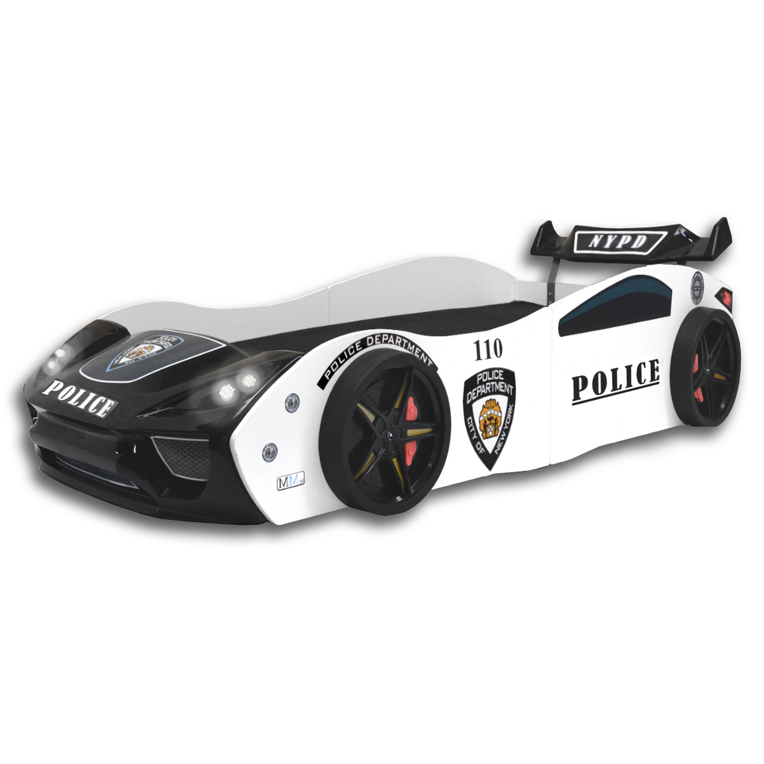 AUTOBETT Police Spielbett für Kinder 90x200 inkl. Lattenrost - Schwarz, Holzwerkstoff (90/200cm) - Aileenstore