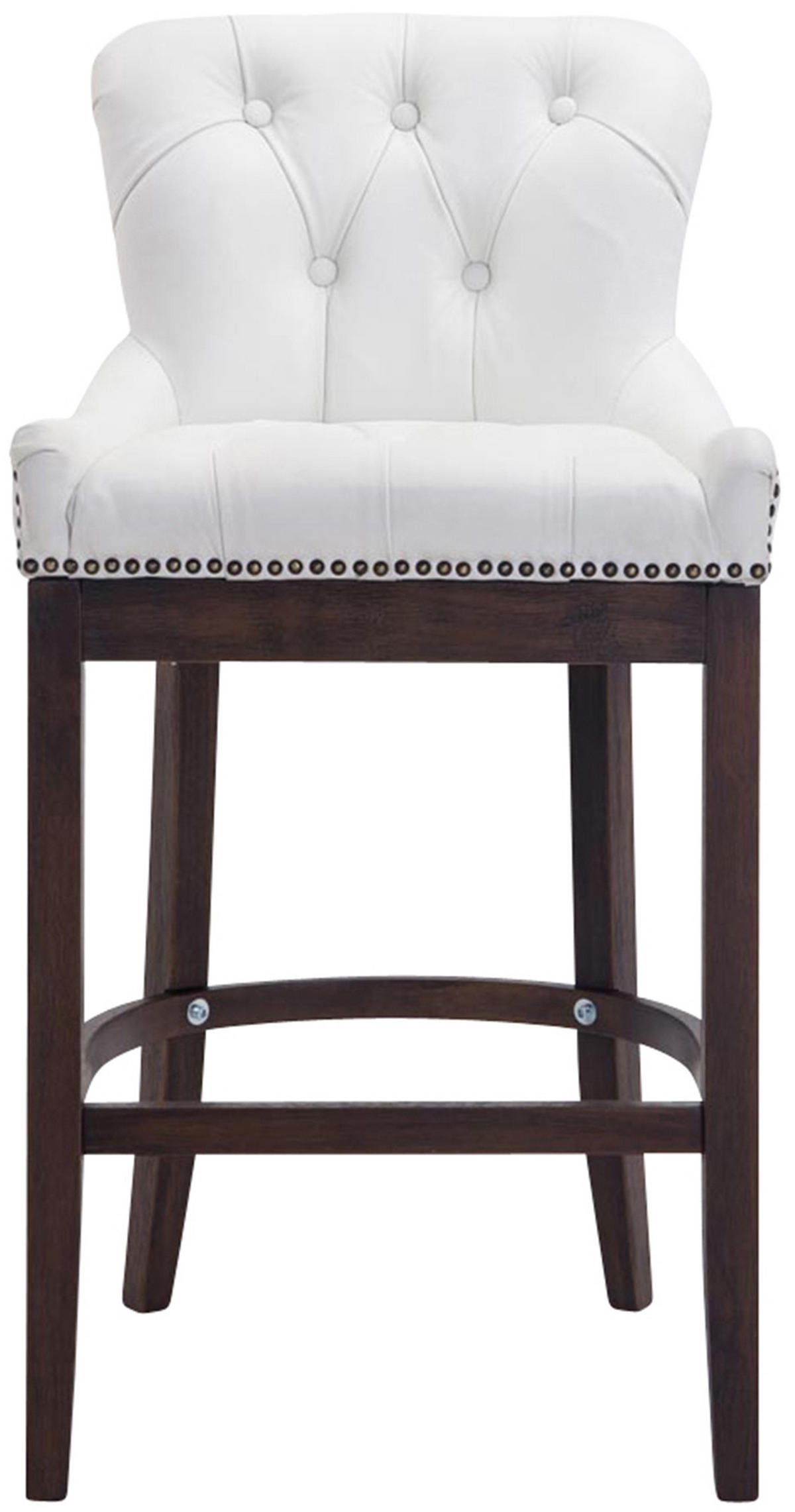 BARHOCKER Echtleder weiß - Dunkelbraun/Weiß, Leder/Holz (55/109/57cm) - CLP