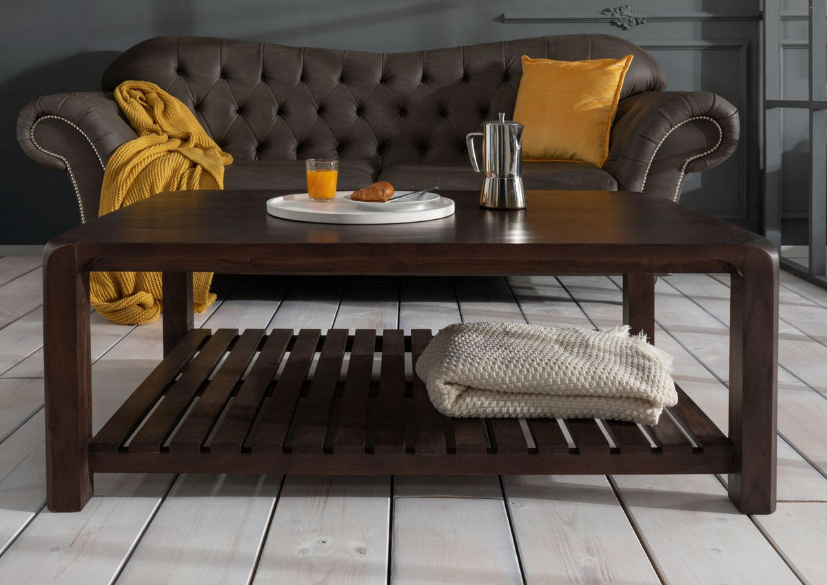 COUCHTISCH Akazie 120x80x45 tabak lackiert BUENO #4001 - Dunkelbraun, Holz (120/80/45cm) - Massivmoebel24