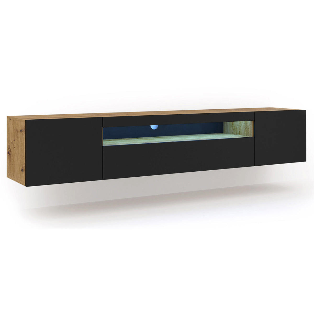 TV-MÖBEL Aurus Holz und Schwarz - Schwarz, Holzwerkstoff (200/36/37cm) - Petits-meubles