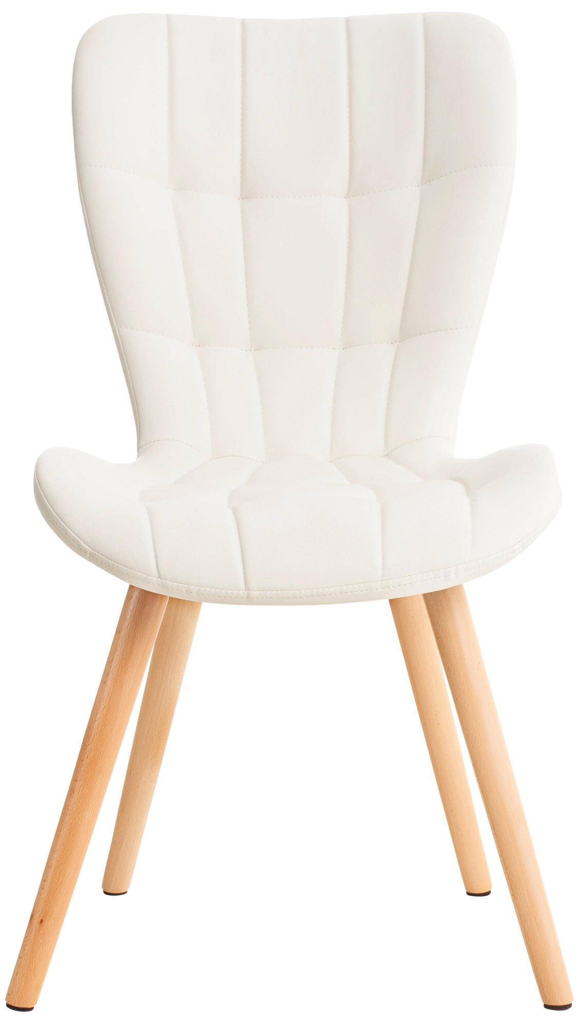 STUHL 2er Set Lederlook weiß - Eukalyptusholzfarben/Weiß, Holz/Textil (50/88/63cm) - CLP