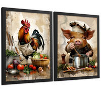PLAKAT Sada 2 Animal Chef A3 Černý rám - černá, papír (29.7/1/42cm) - Nacnic