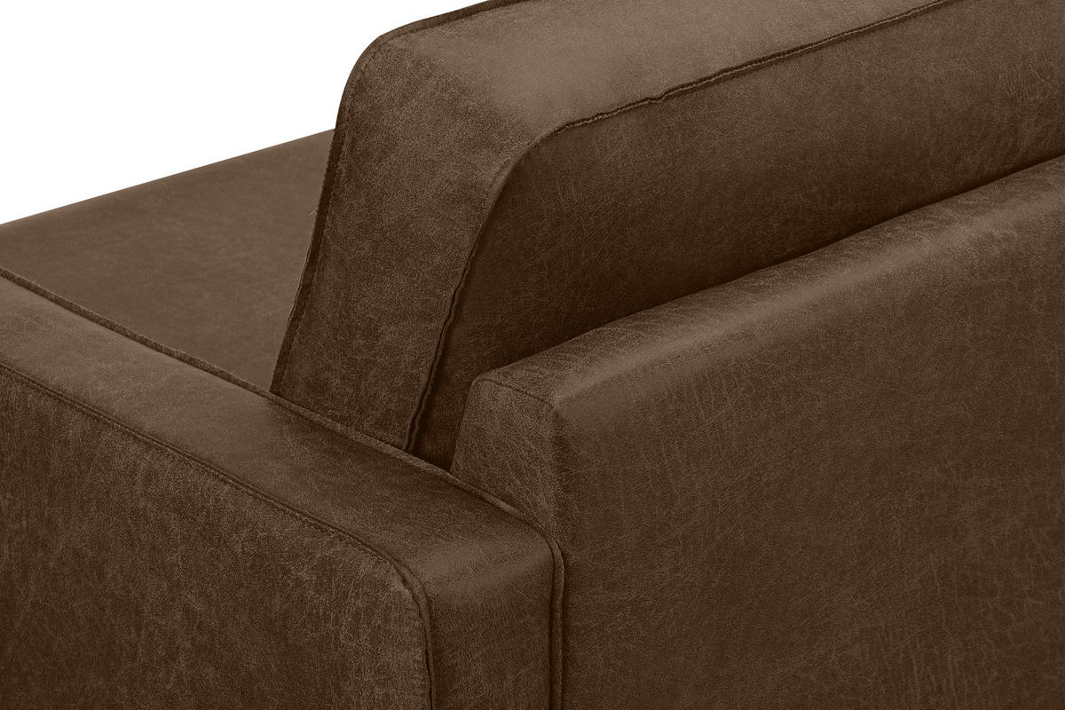 2-SITZER-SOFA INVIA Klassische-Stil mit Armlehnen, Lederoptik-Stoff, dunkelbraun - Dunkelbraun/Schwarz, Textil (164/87/98cm) - KONSIMO®