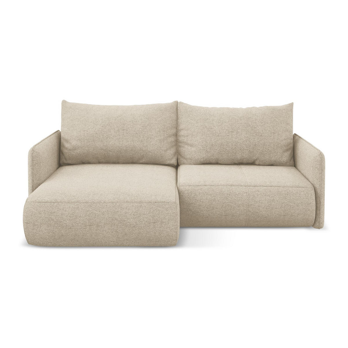 ECKSOFA mit Schlaffunktion Chenille Stoff Beige - Beige/Schwarz, Kunststoff/Textil (148/207cm) - LaMiaSofa