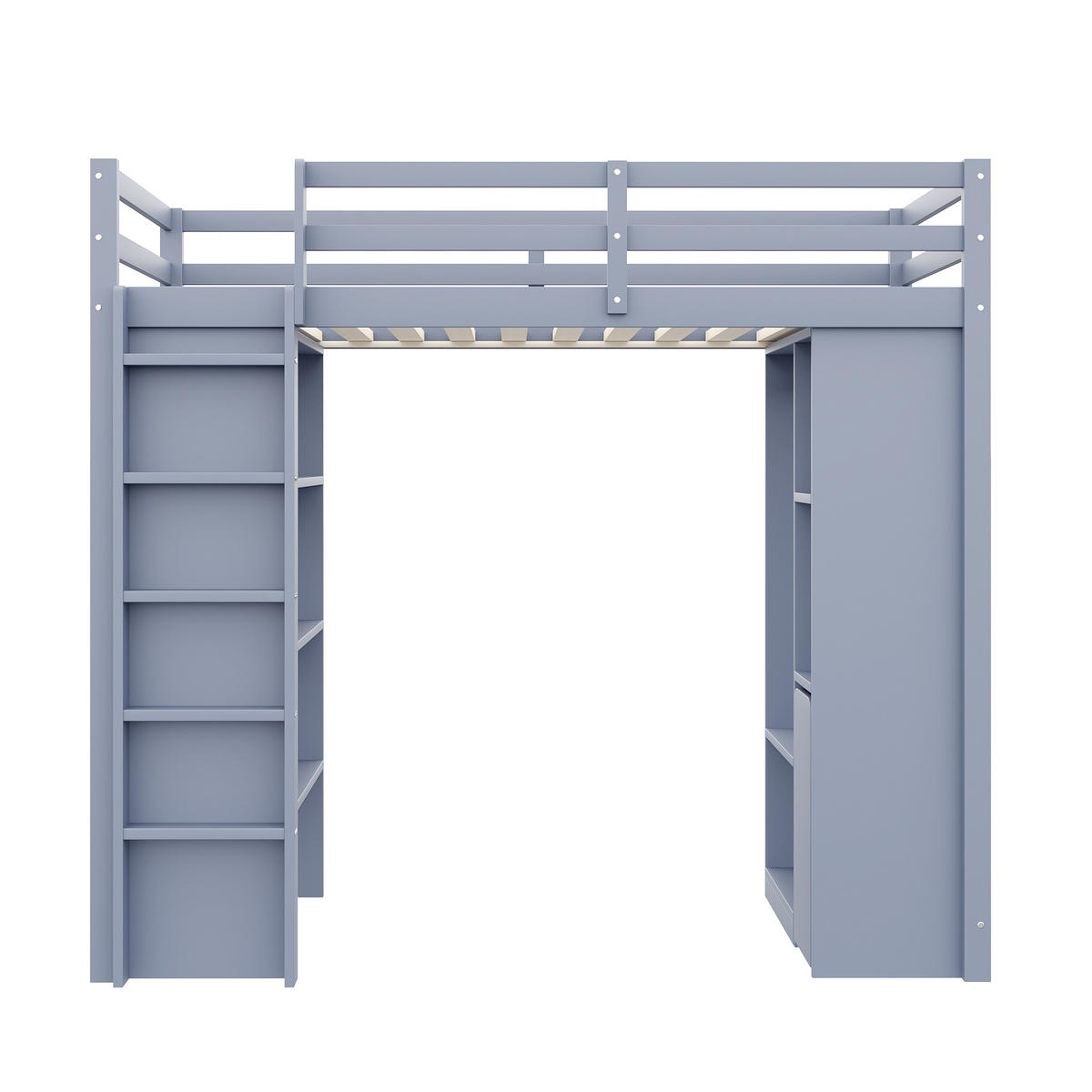 HOCHBETT 90/200 cm grau mit Stauraum und abnehmbarem Trolley - Grau, Holz (90/200cm) - OKWISH