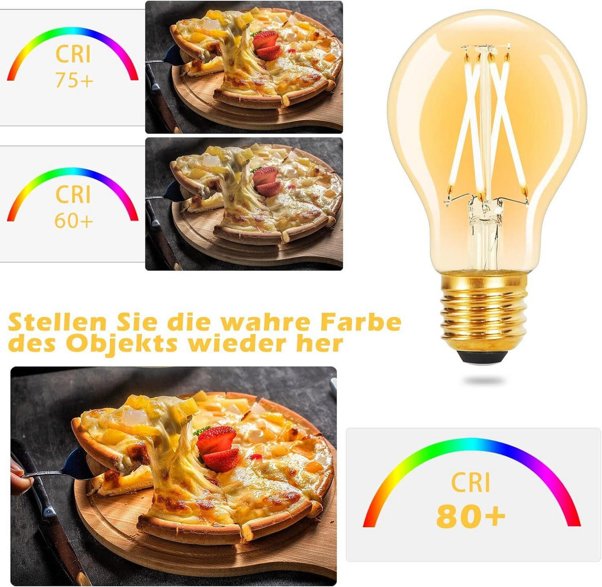 LED žárovky E27 4W (sada 6 ks) - průhledná, sklo (6/10.5cm) - Nettlife