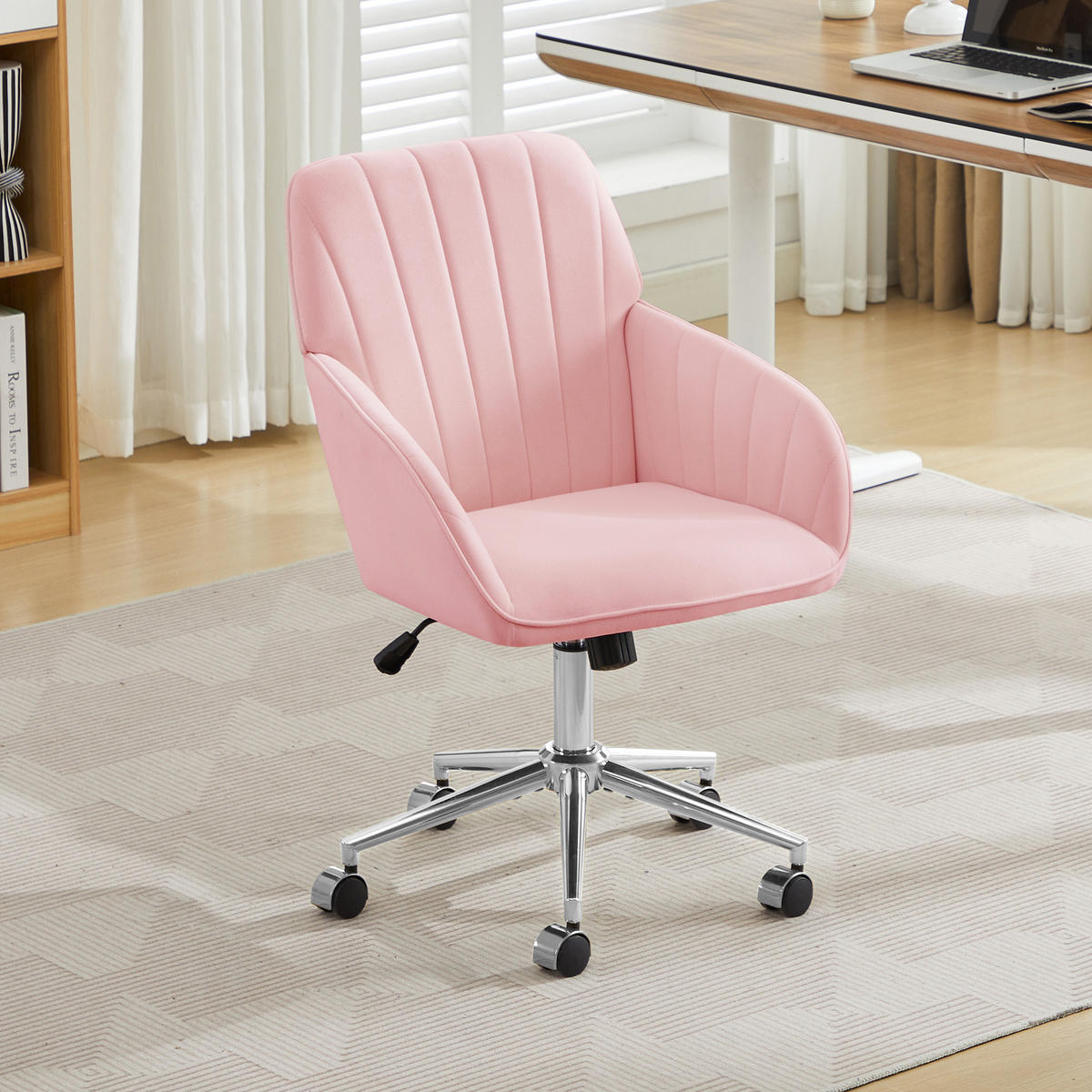 BÜROSTUHL Pink Höhenverstellbar - Pink, Metall (62/97/60cm) - PANGIVO