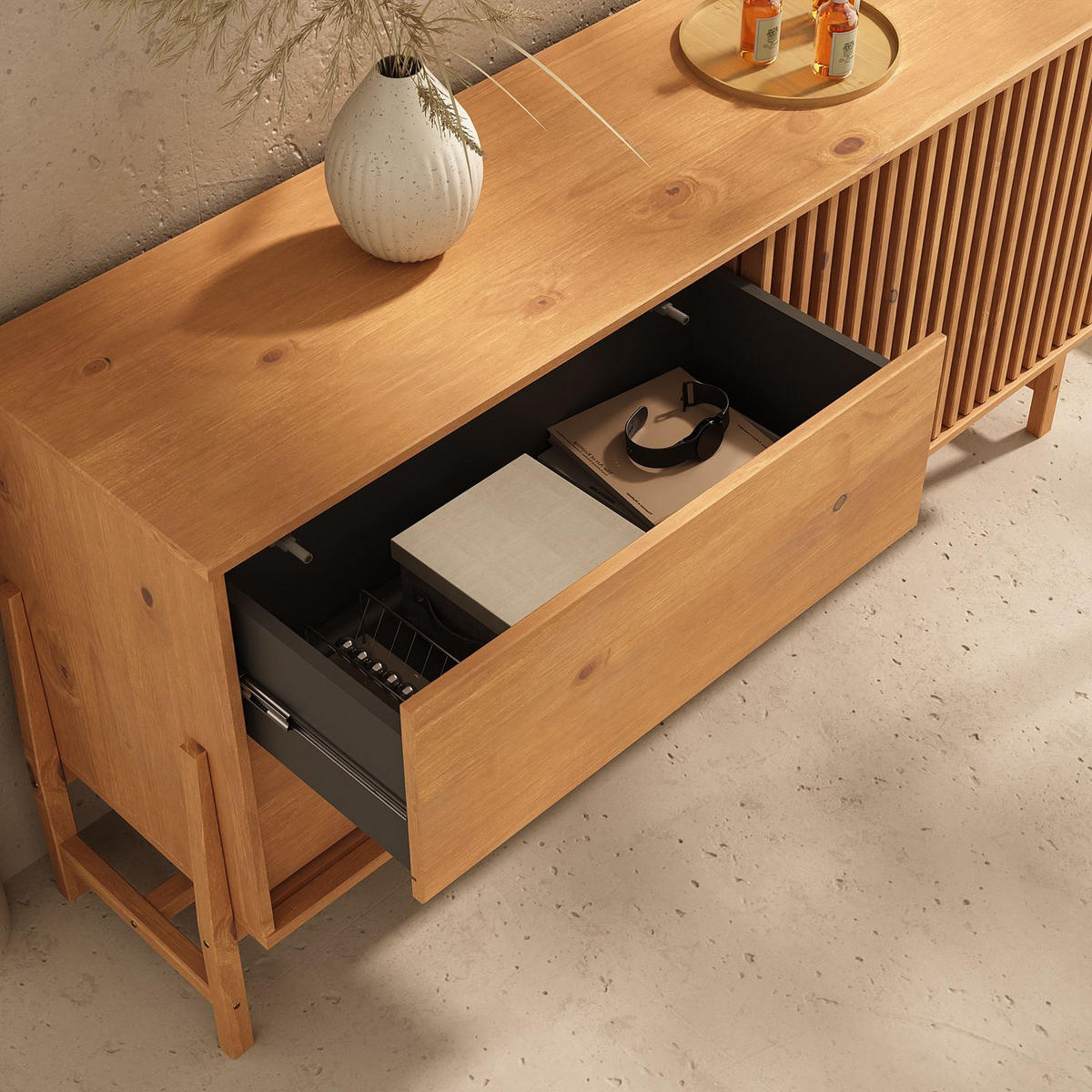 SIDEBOARD ADAMO Eiche - Eichefarben, Holz (145/75/41cm) - IDIMEX