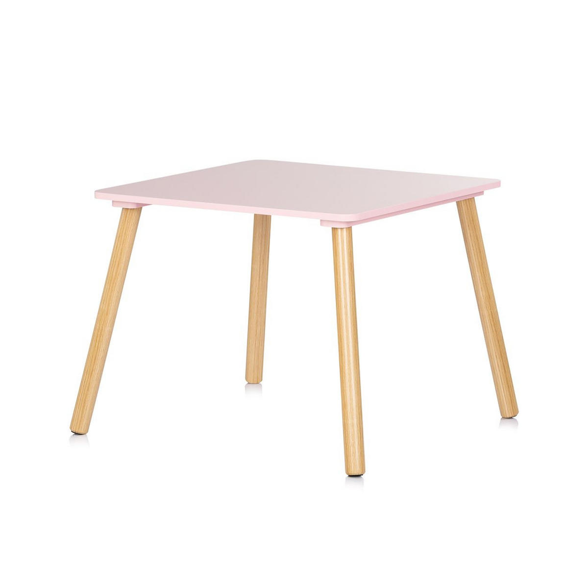 KINDERSITZGRUPPE 3-teilig rosa 55 x 55 cm, Holztisch, 2 Holzstühle, Kiefernholzbeine, weiß, 3-teilig - Rosa, Holzwerkstoff (55/45/55cm) - Chipolino