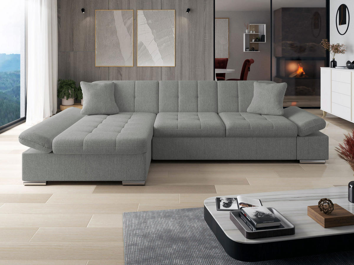 ECKSOFA Malwi, Seite: Links - Alufarben, Holz/Textil (278/161cm) - MIRJAN24