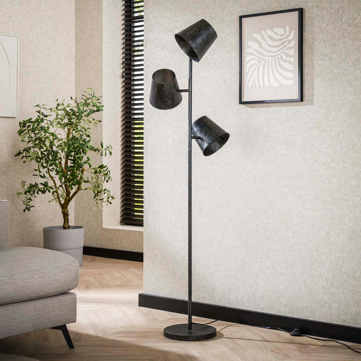 STEHLEUCHTE Kinetic Schwarz 40/40/ 167 cm - Schwarz, Metall (40/40/167cm) - Hoyz Collection