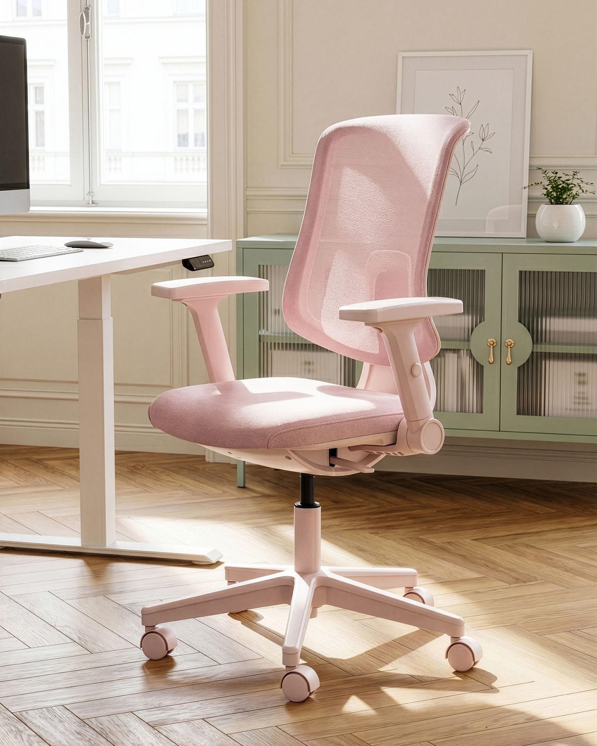 KANCELÁŘSKÁ ŽIDLE Látka Růžová Sero - růžová, textil (66/95/58cm) - Beliani