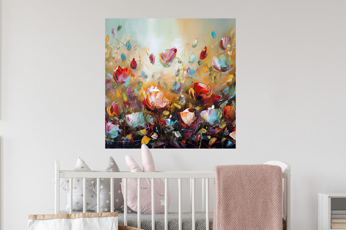WANDTATTOO Blumen - Kunst - Natur - Ölgemälde 50x50 cm - Multicolor, Kunststoff (50/50/0.1cm) - MuchoWow