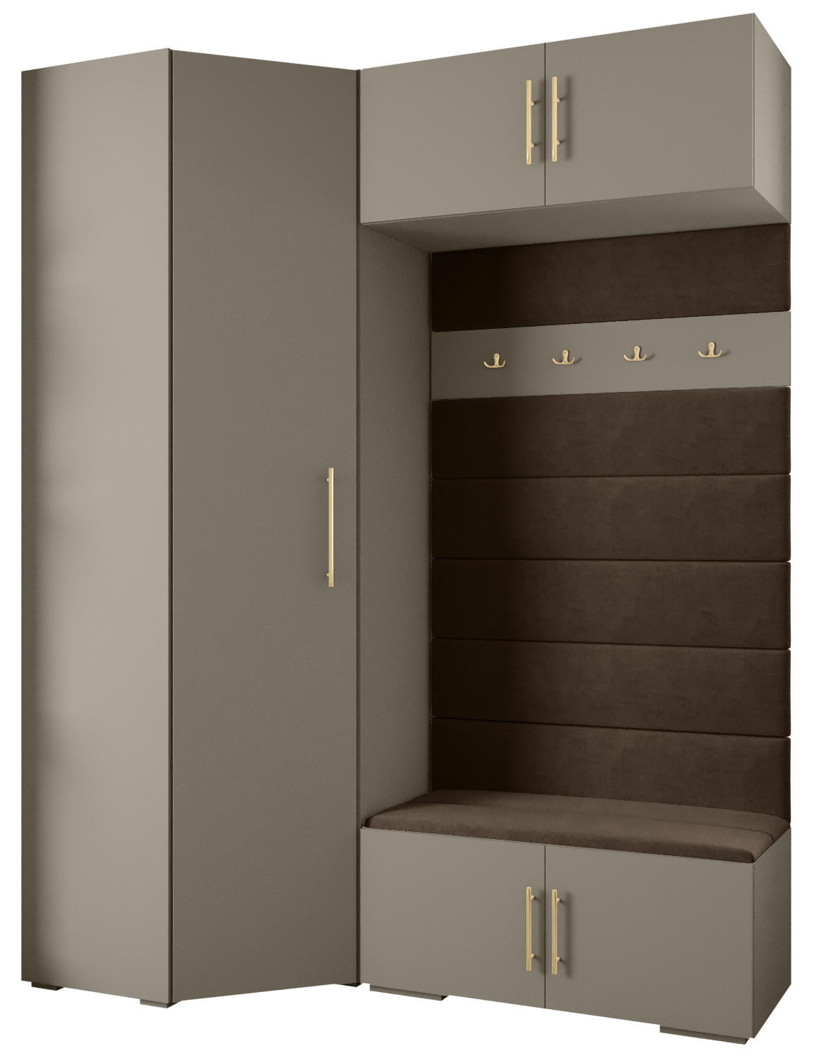 Abiks Möbel Garderoben-Set Kaschmir, Braun, Gold 181.7x236.7x47 cm