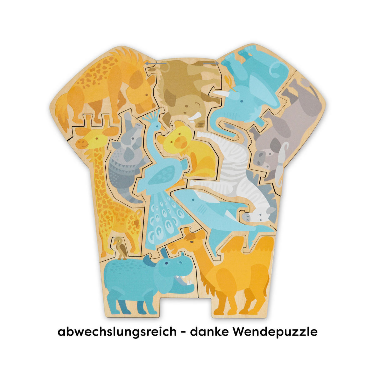 HOLZPUZZLE 2in1 Elefant, ab 3 Jahre - Multicolor, Naturmaterialien (15.5/5/23.5cm) - Haba