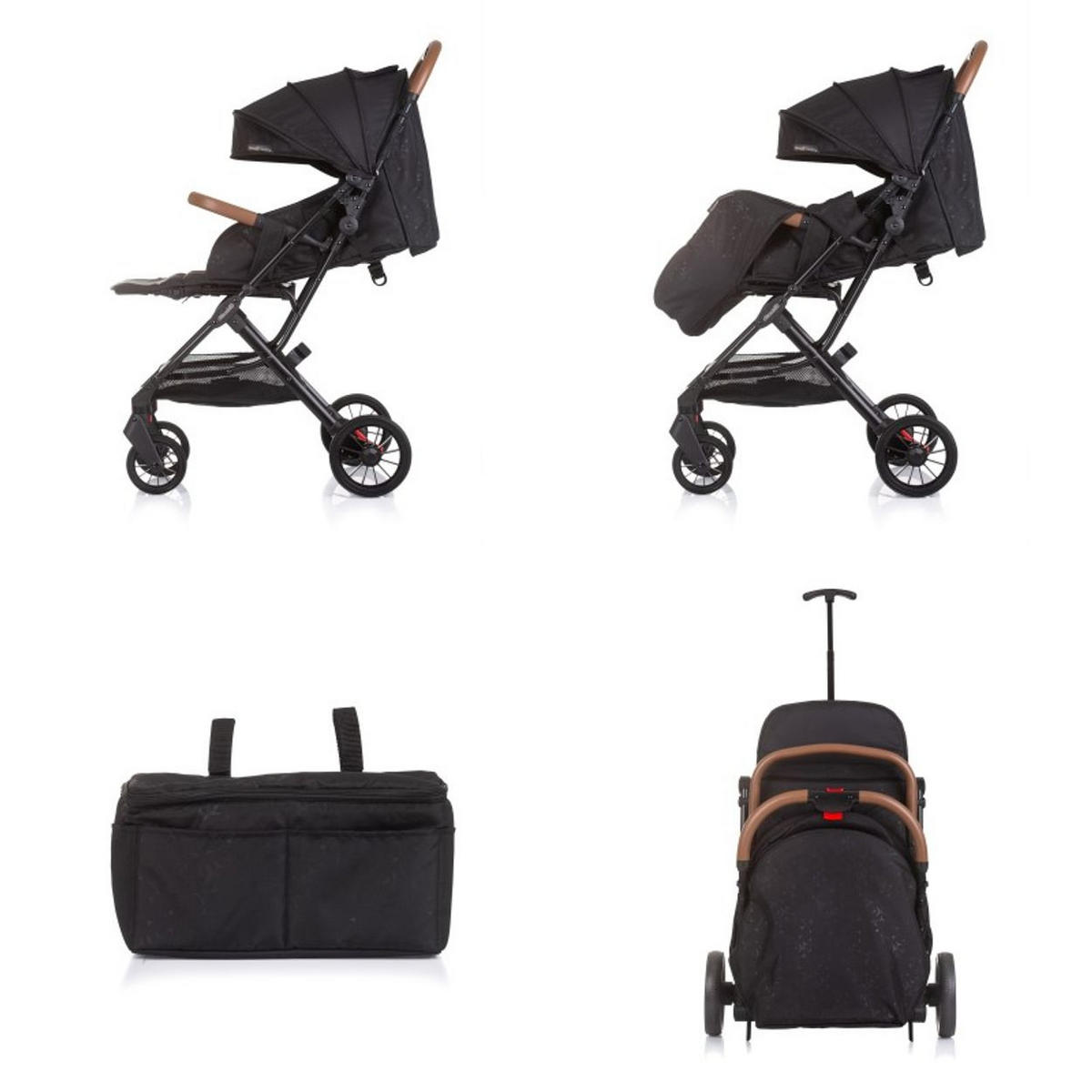 BUGGY Fantasy klappbar schwarz 5-Punkt-Gurt Fußabdeckung Hinterradbremse - Schwarz, Metall (80/89/110cm) - Chipolino