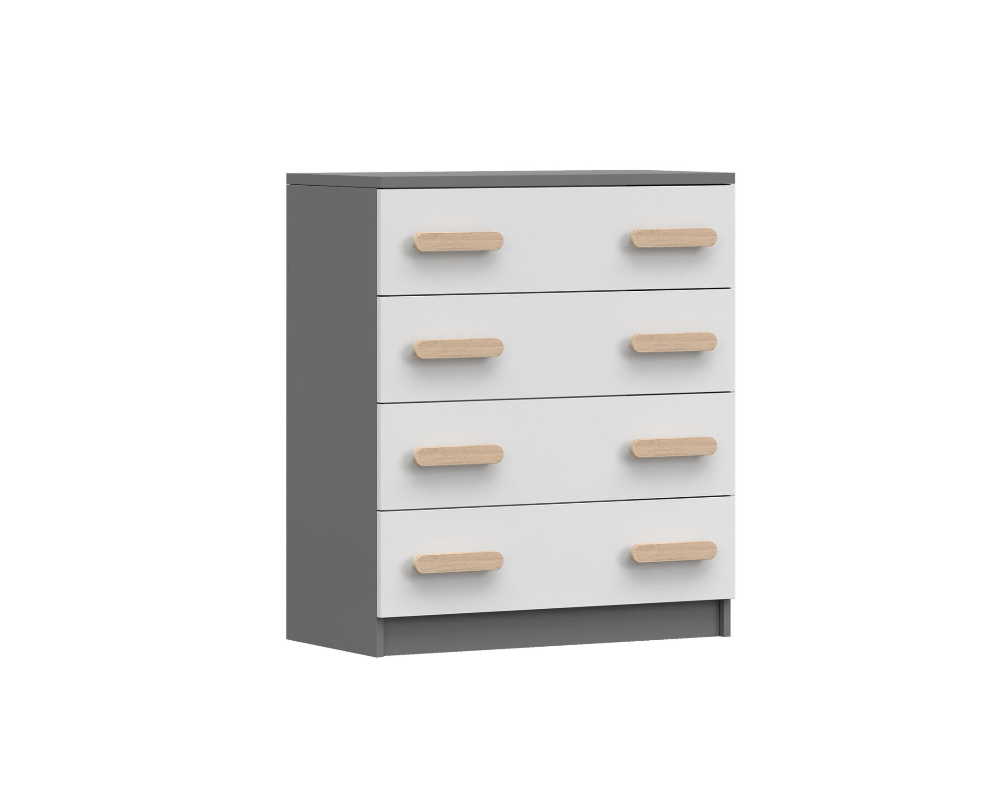 KINDERKOMMODE INGE 02 80/90/40 cm Weiß+Grau/Eiche Sonoma - Weiß/Grau, Holzwerkstoff (80/90/40cm) - Deine Möbel 24