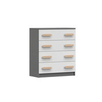 KINDERKOMMODE INGE 02 80/90/40 cm Weiß+Grau/Eiche Sonoma - Weiß/Grau, Holzwerkstoff (80/90/40cm) - Deine Möbel 24