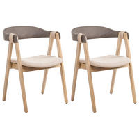 ESSZIMMERSTUHL 2er-Set Taupe Day - Taupe/Braun, Textil (55/75/57cm) - Beliani