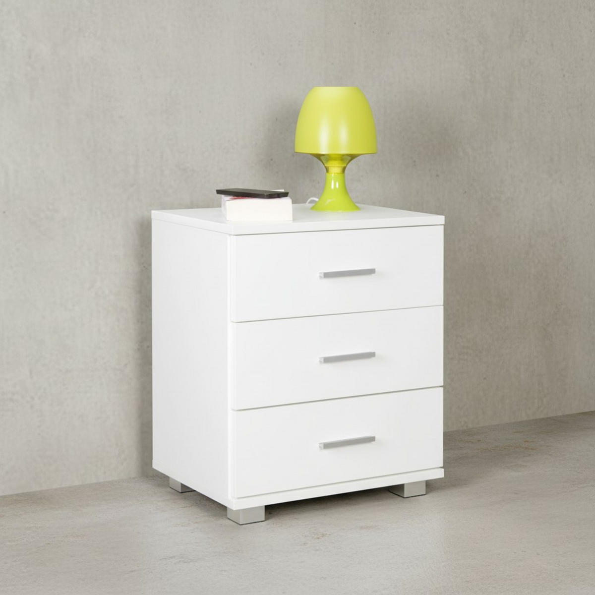 NACHTKONSOLE Holz mit 4 Standfüßen ANAPO, Weiß 45x34x54 cm - Silberfarben/Weiß, Holz/Kunststoff (45/54/34cm) - KADIMA DESIGN