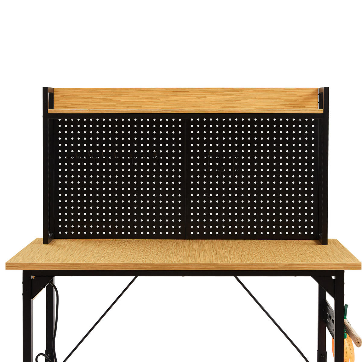 WERKBANK höhenverstellbar 120 x 60 cm Holzwerkstoff Schwarz/Natural - Schwarz, Holz (120/60/155.5cm) - Meubliv