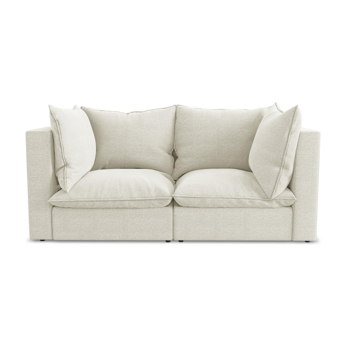 2-SITZER-SOFA Bouclé Stoff Beige - Sandfarben/Schwarz, Holzwerkstoff/Kunststoff (180/77/90cm) - LaMiaSofa