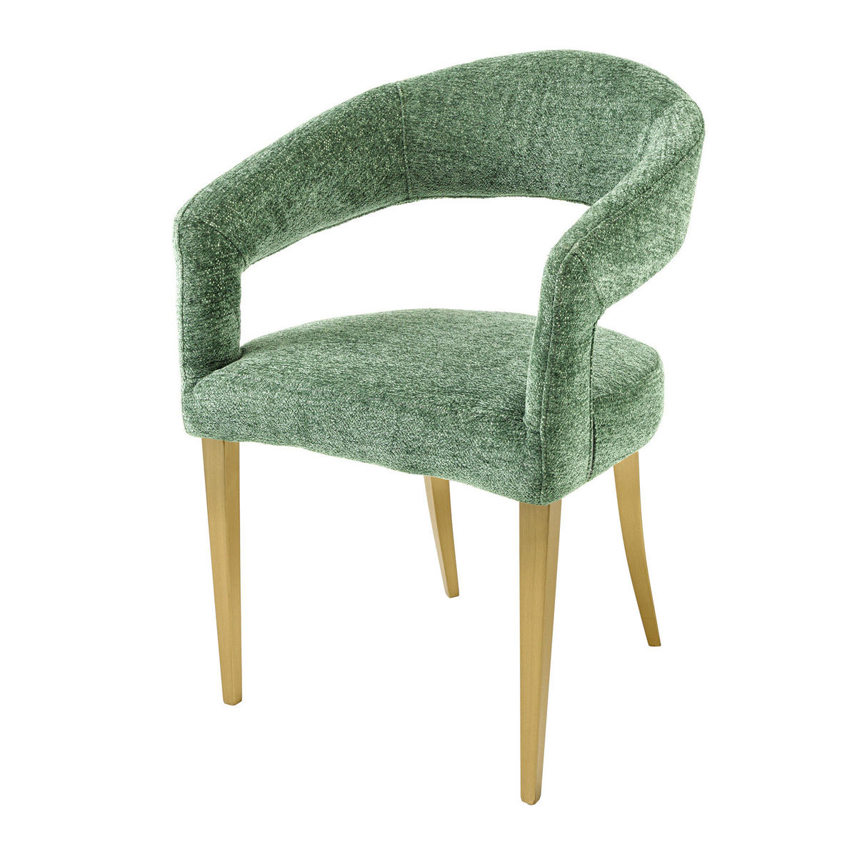 STUHL BOUTIQUE Strukturstoff Grün 80 cm - Goldfarben/Grün, Textil/Metall (56/81/54cm) - riess-ambiente