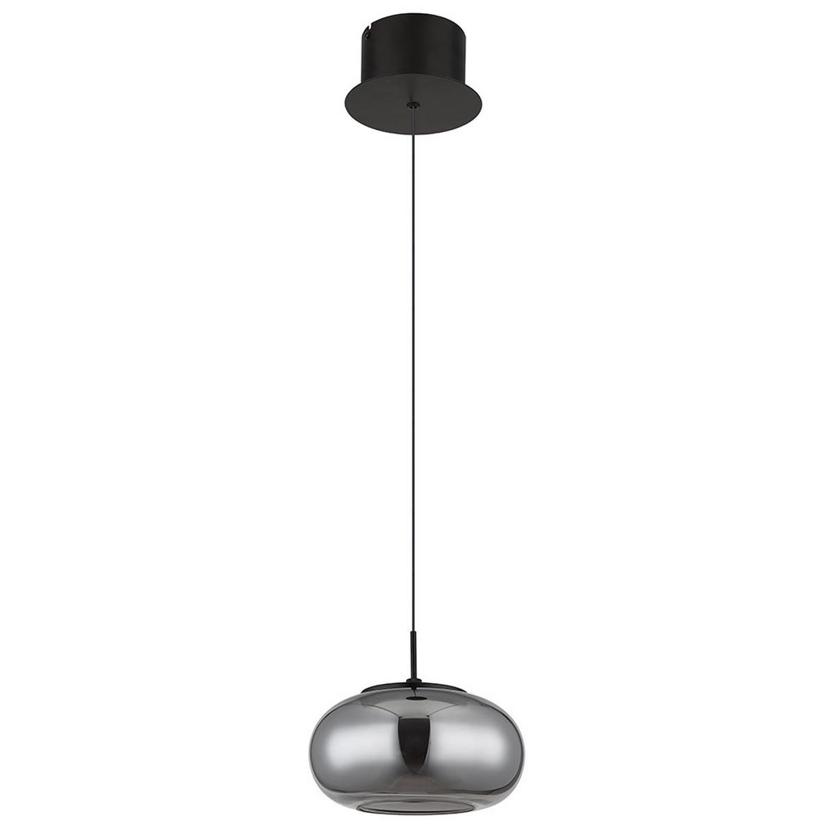 LED HÄNGELEUCHTE Metall Schwarz Glas Rauch - Bernsteinfarben, Glas (20/20/150cm) - Globo Lighting