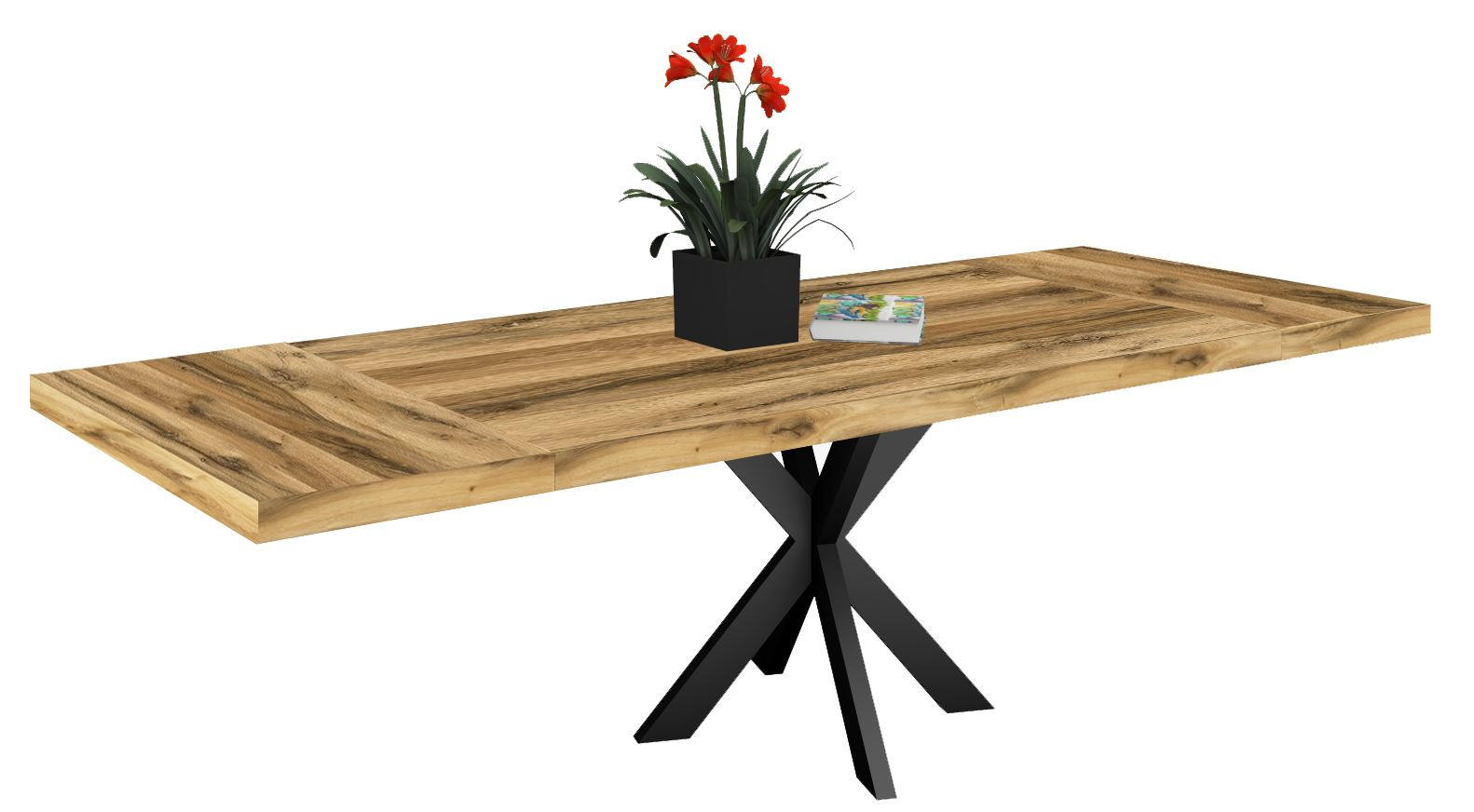 ESSTISCH Elgin 1 210-310x80x100 Holzwerkstoff Schwarz/Plankeneiche - Alteiche/Schwarz, Holzwerkstoff (210/100/80cm) - 58aufmkessel