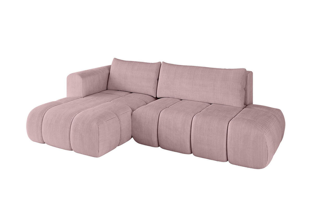 ECKSOFA Ottomane Links CLOUD-L 289x180x40 Rosa Cord - Rosa, Holzwerkstoff/Kunststoff (180/289cm) - ALTDECOR