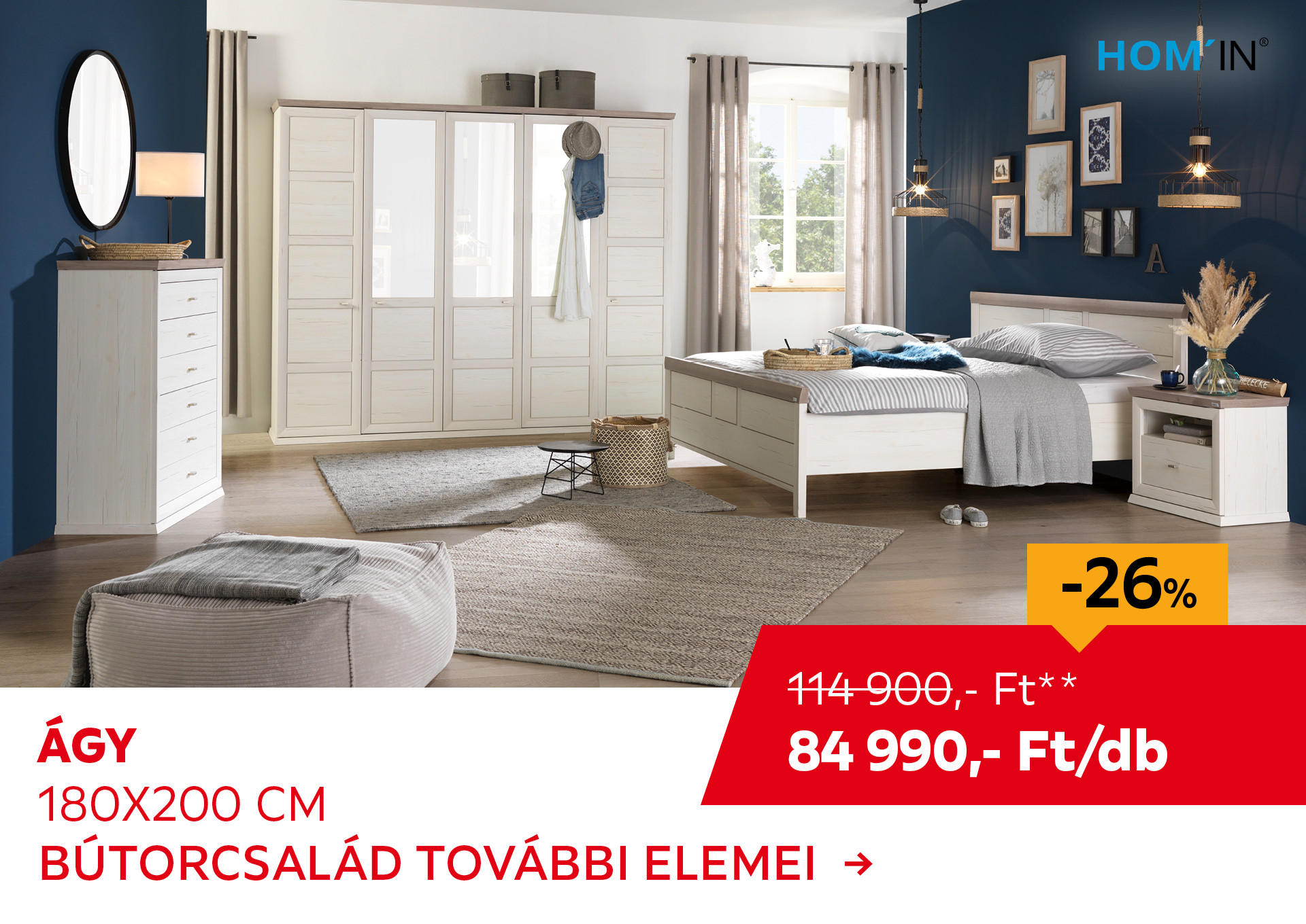 ÁGY 180X200 CM Kiemelt termék 114900 Ft.- helyett 84990 Ft.-